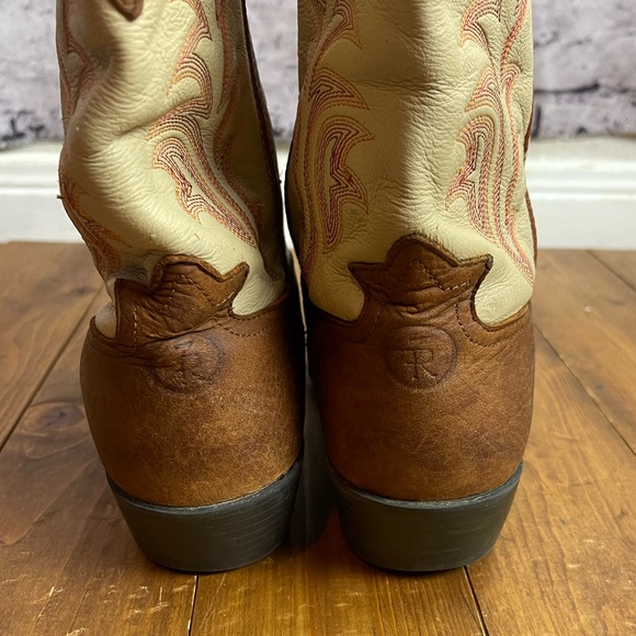 Tony lama ivory and tan square toe western cowboy boots size 4.5D - Picture 5 of 10